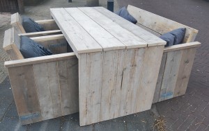 Tuinset steigerhout u-vorm